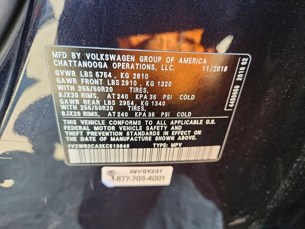 2019 VOLKSWAGEN ATLAS