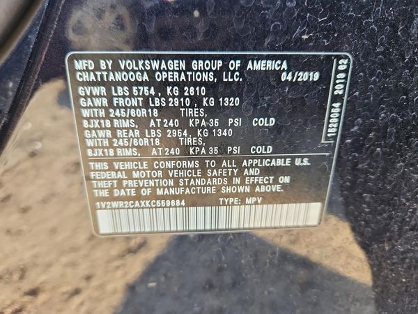 2019 VOLKSWAGEN ATLAS