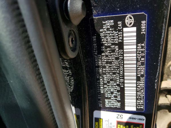 2019 TOYOTA CAMRY L/LE/SE/XLE