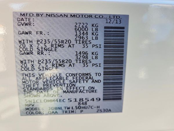 2014 INFINITI QX60 — VINS
