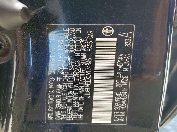 2012 TOYOTA COROLLA