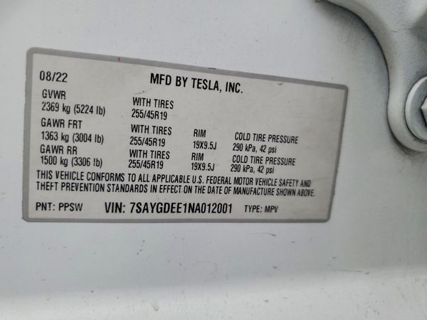 2022 TESLA MODEL Y