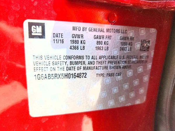 2017 CADILLAC ATS — VINS