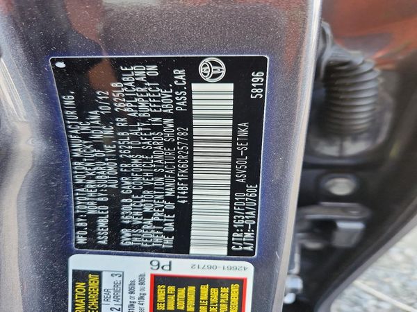2012 TOYOTA CAMRY
