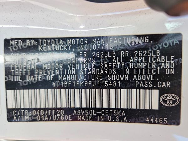2015 TOYOTA CAMRY — VINS