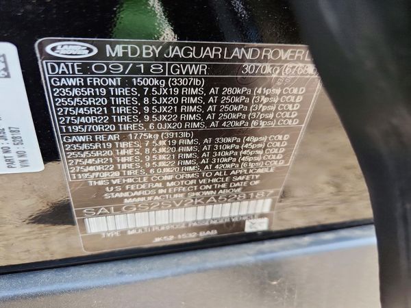 2019 LAND ROVER RANGE ROVER