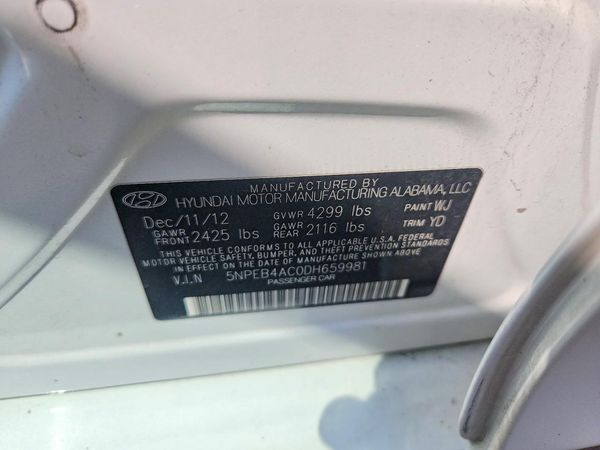 2013 HYUNDAI SONATA GLS/ GLS Popular — VINS