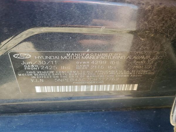 2012 HYUNDAI SONATA Middle-low level