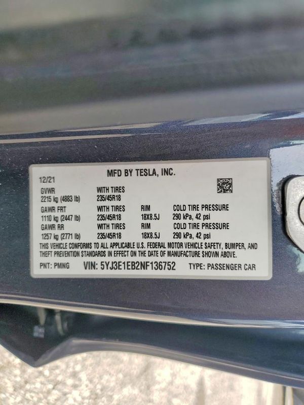 2022 TESLA MODEL 3