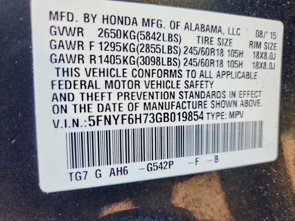 2016 HONDA PILOT EXL-N