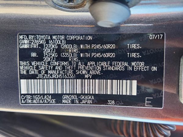 2017 TOYOTA 4RUNNER Ltd/SR5/SR5 Premium