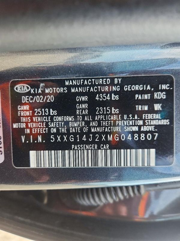 2021 KIA K5 LXS — VINS