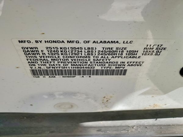 2017 HONDA PILOT LX