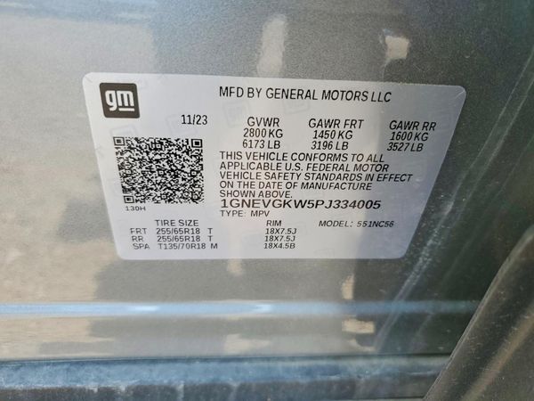 2023 CHEVROLET TRAVERSE LT — VINS