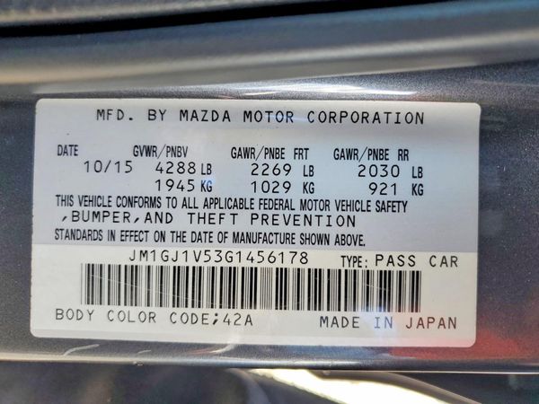 2016 MAZDA 6 Touring/GS