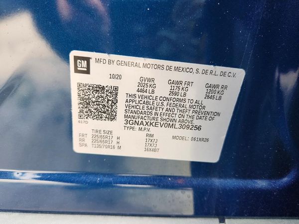 2021 CHEVROLET EQUINOX LT (1LT) — VINS