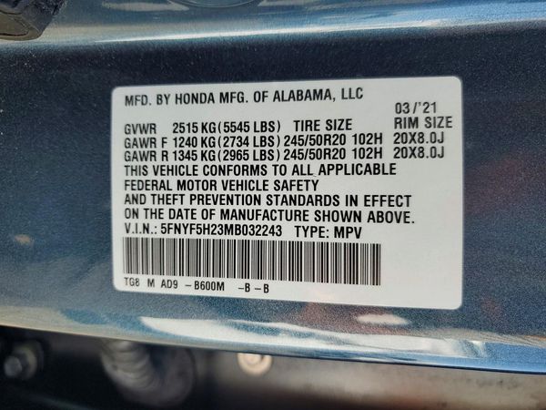 2021 HONDA PILOT SE