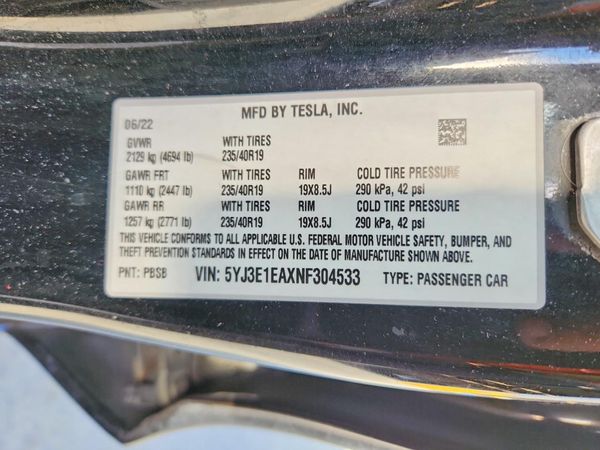 2022 TESLA MODEL 3