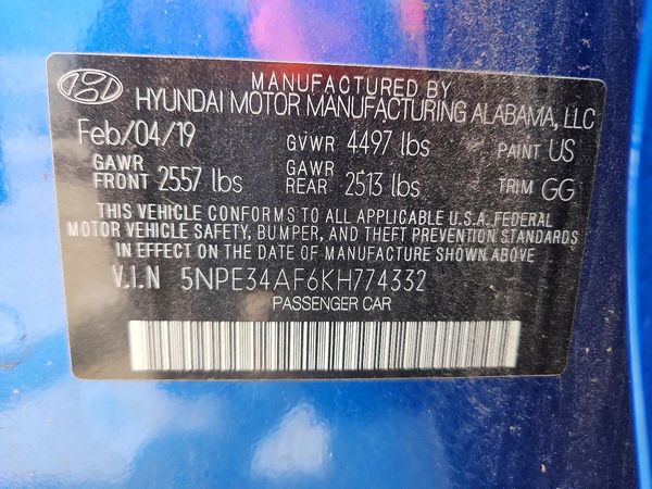 2019 HYUNDAI SONATA