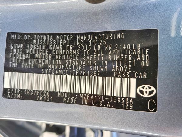 2026 TOYOTA COROLLA SE