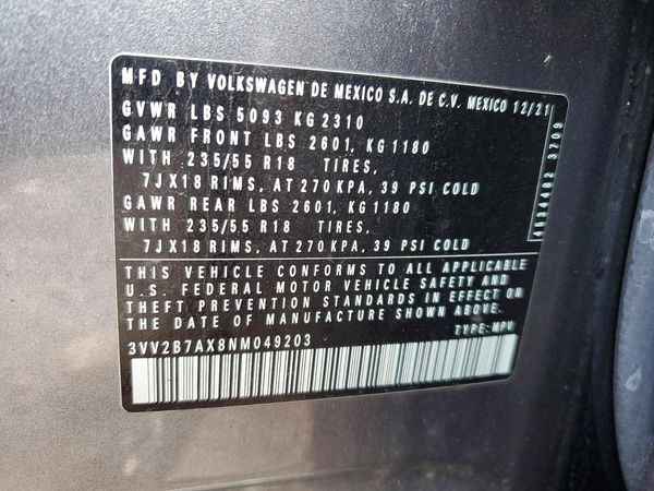 2022 VOLKSWAGEN TIGUAN 4Motion SE