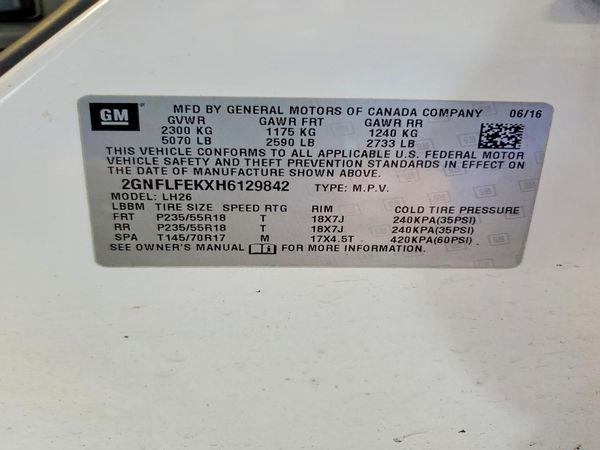 2017 CHEVROLET EQUINOX LT / FL