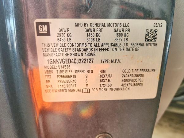 2012 CHEVROLET TRAVERSE LT
