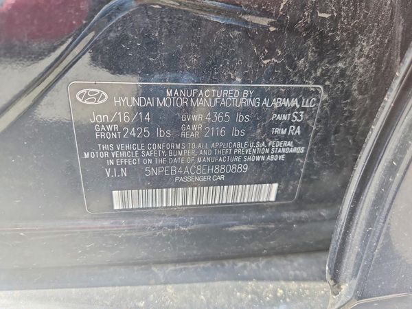 2014 HYUNDAI SONATA GLS/ GLS Popular — VINS