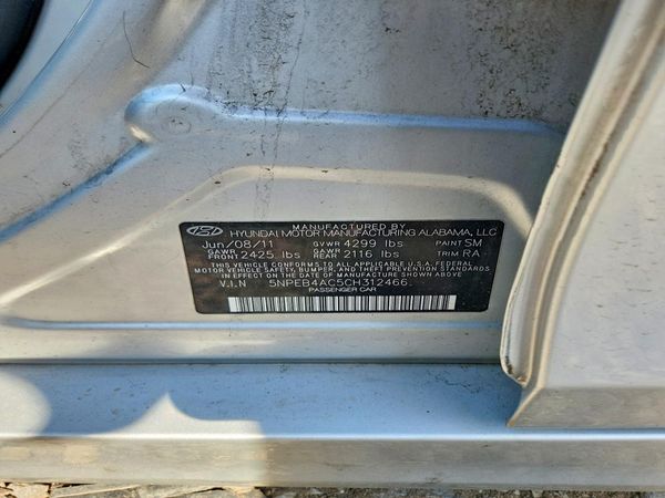 2012 HYUNDAI SONATA Middle-low level — VINS