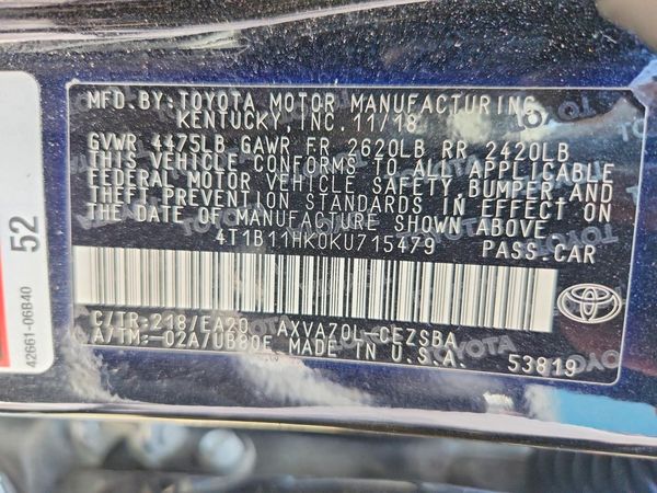 2019 TOYOTA CAMRY