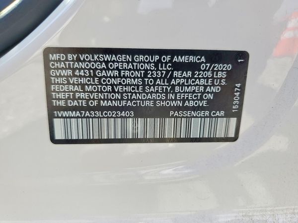 2020 VOLKSWAGEN PASSAT R-Line