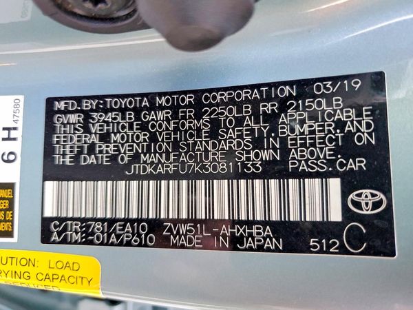 2019 TOYOTA PRIUS L/LE/XLE/LTD.