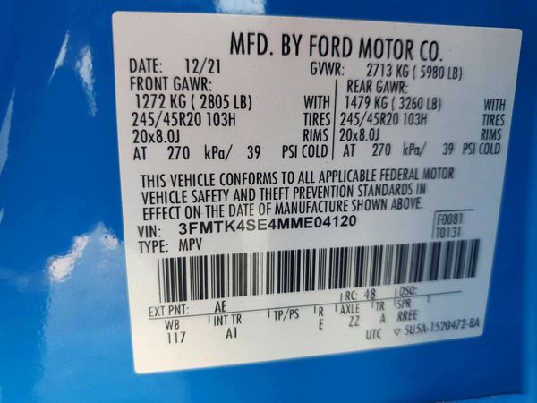 2021 FORD MUSTANG GT — VINS