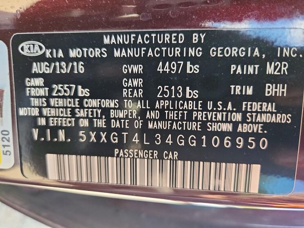 2016 KIA OPTIMA GL