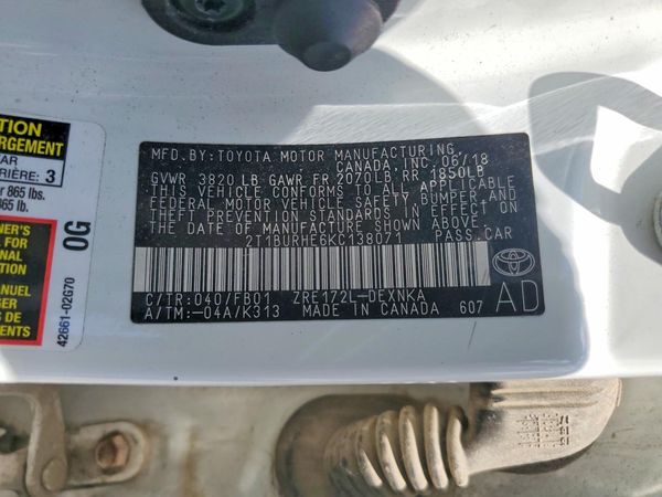 2019 TOYOTA COROLLA L/LE/SE/XLE/XSE