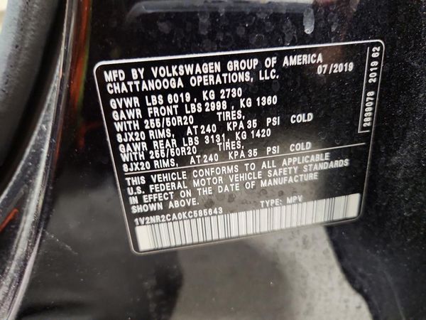 2019 VOLKSWAGEN ATLAS