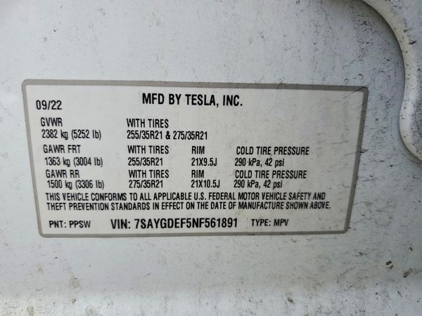 2022 TESLA MODEL S