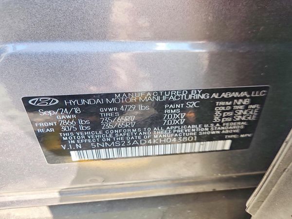 2019 HYUNDAI SANTA FE