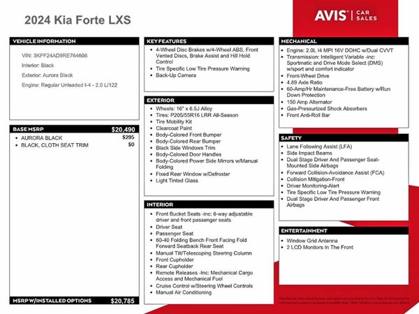 2024 KIA FORTE LX, LXS