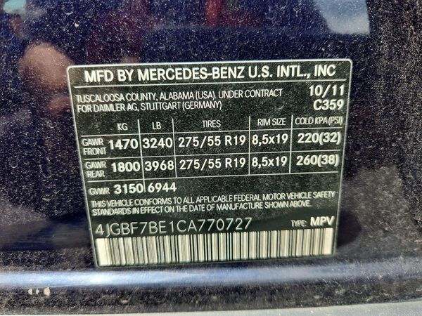 2012 MERCEDES-BENZ GL GL450 4-MATIC