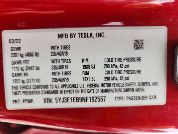 2022 TESLA MODEL 3