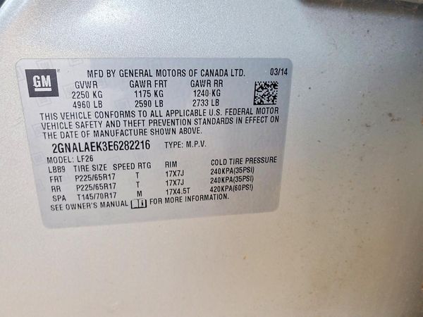 2014 CHEVROLET EQUINOX LS — VINS