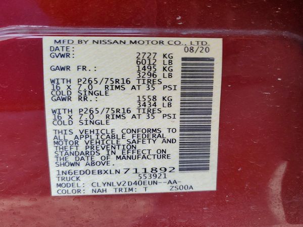 2020 NISSAN FRONTIER