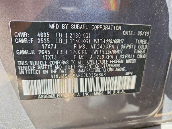 2019 SUBARU OUTBACK