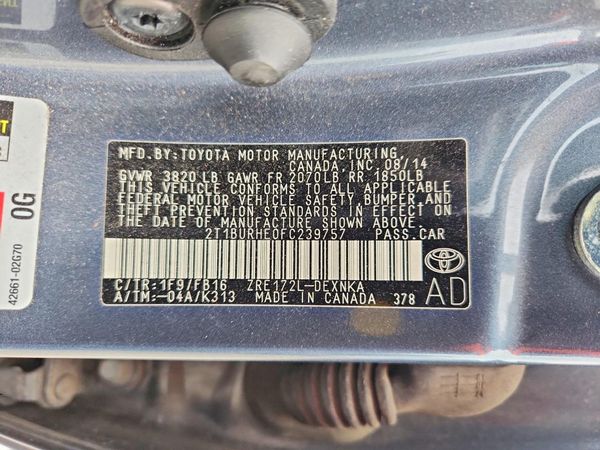 2015 TOYOTA COROLLA L/LE