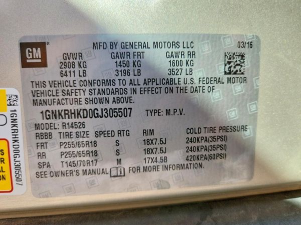 2016 CHEVROLET TRAVERSE 2LT