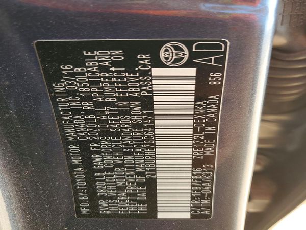 2016 TOYOTA COROLLA L/LE — VINS