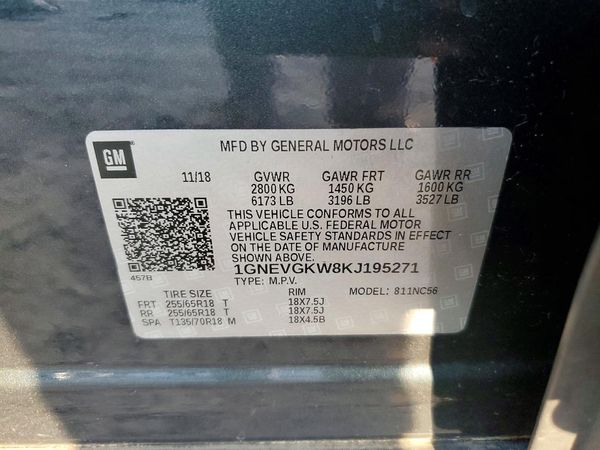 2019 CHEVROLET TRAVERSE LT