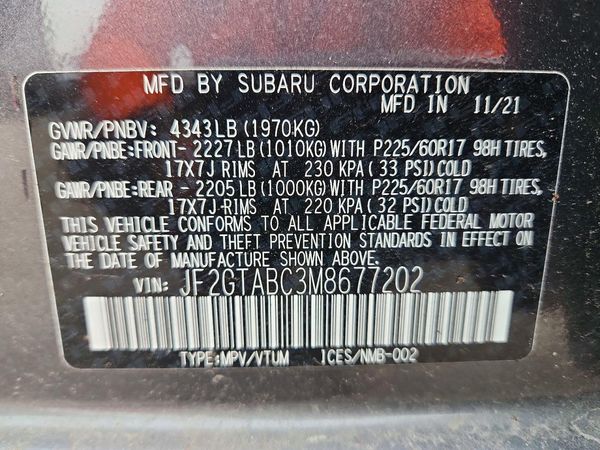 2021 SUBARU CROSSTREK Base+ES