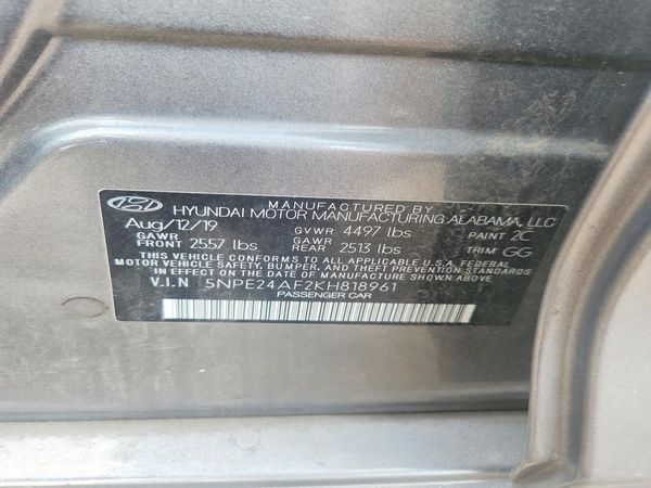 2019 HYUNDAI SONATA